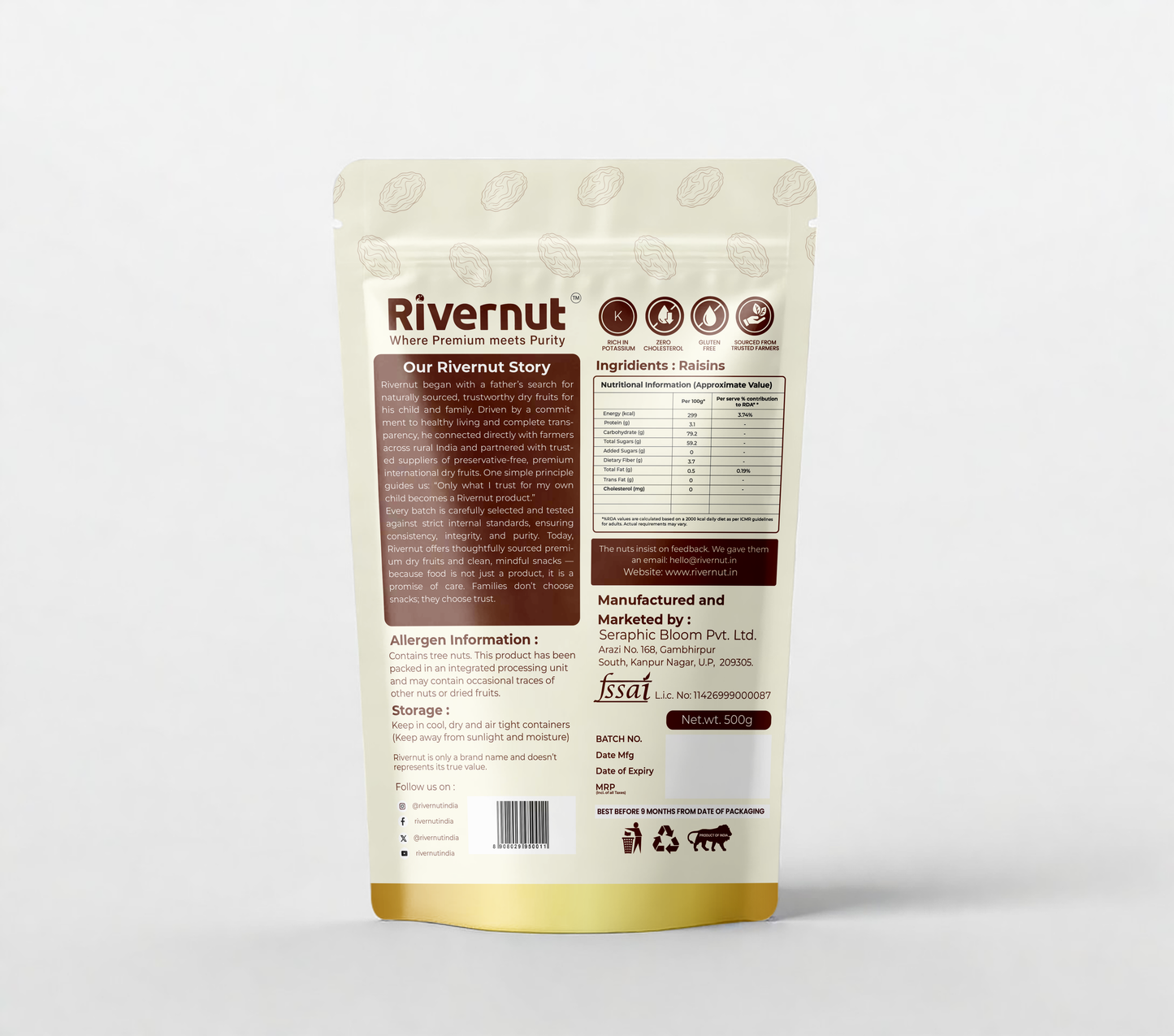 Rivernut 100% Natural Seedless Raisins | Premium Quality | No Additives & Preservatives