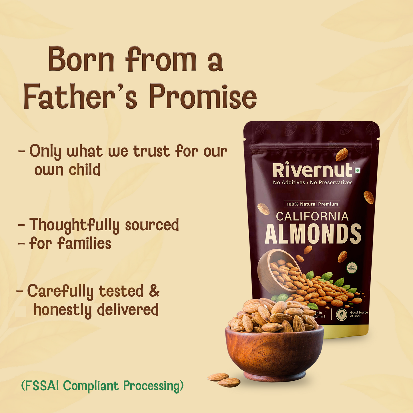 Rivernut 100% Natural California Almonds | Premium Quality | No Additives & Preservatives